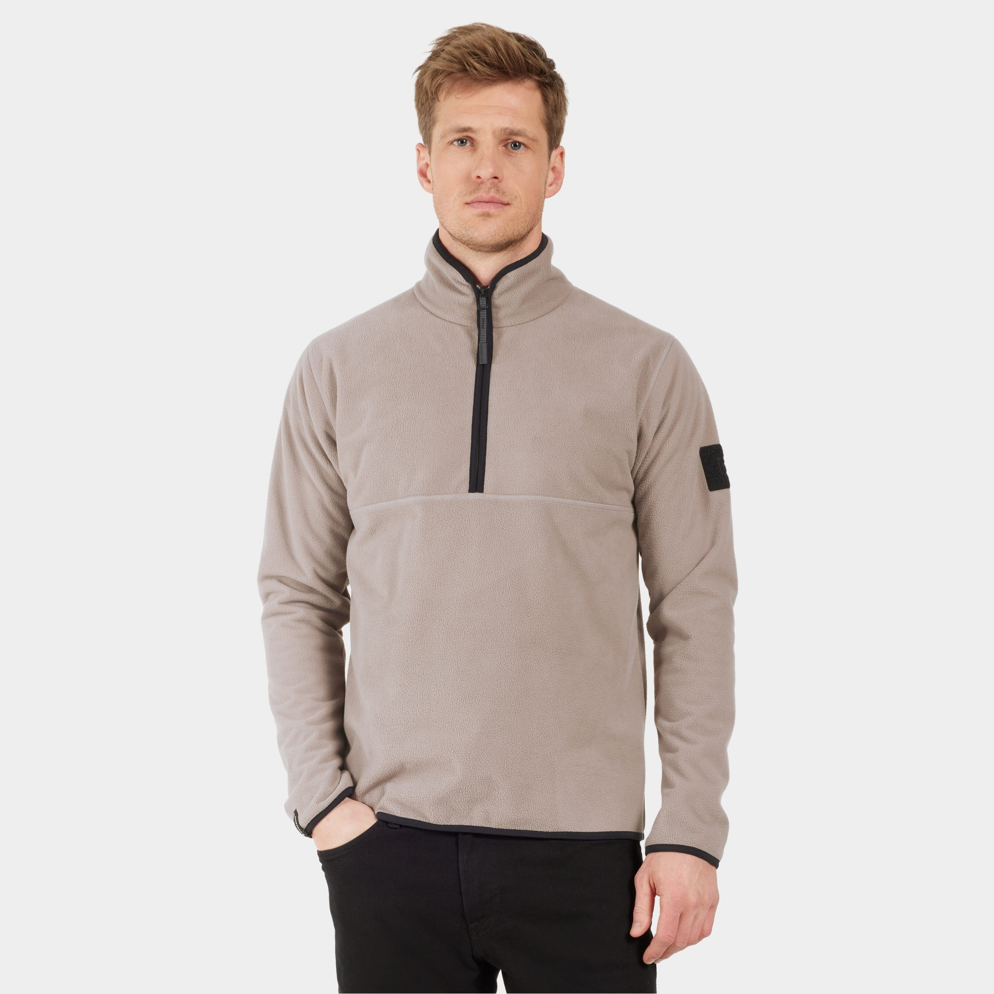 Hannes Halfzip - Ash Brown - Herr - Vindtät fleece - Brun - Storlek: L - Didriksons
