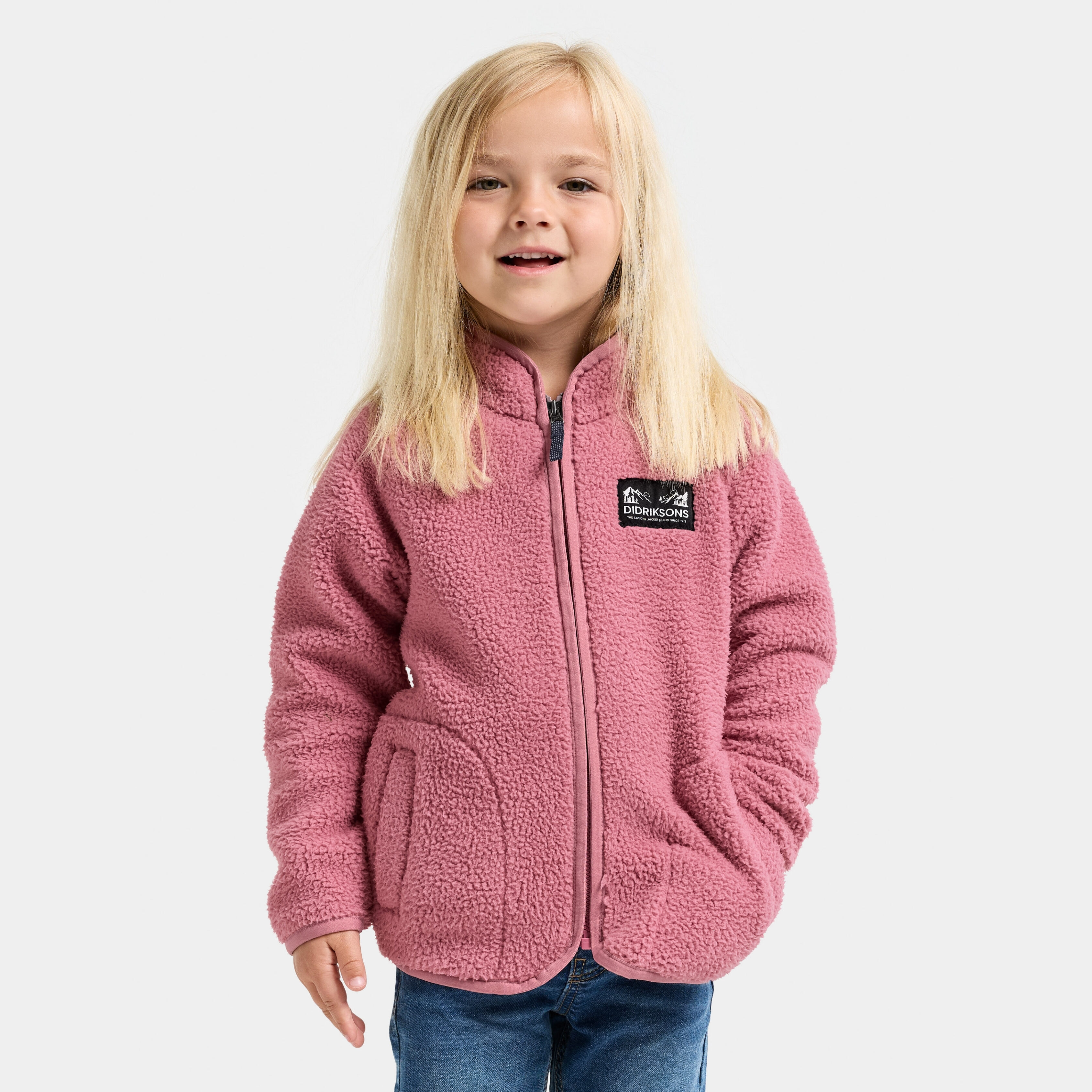 Gibbs Kids' Full-Zip - Heather Pink - Kids' Pile Fleece - Pink - Size: 100 - Didriksons