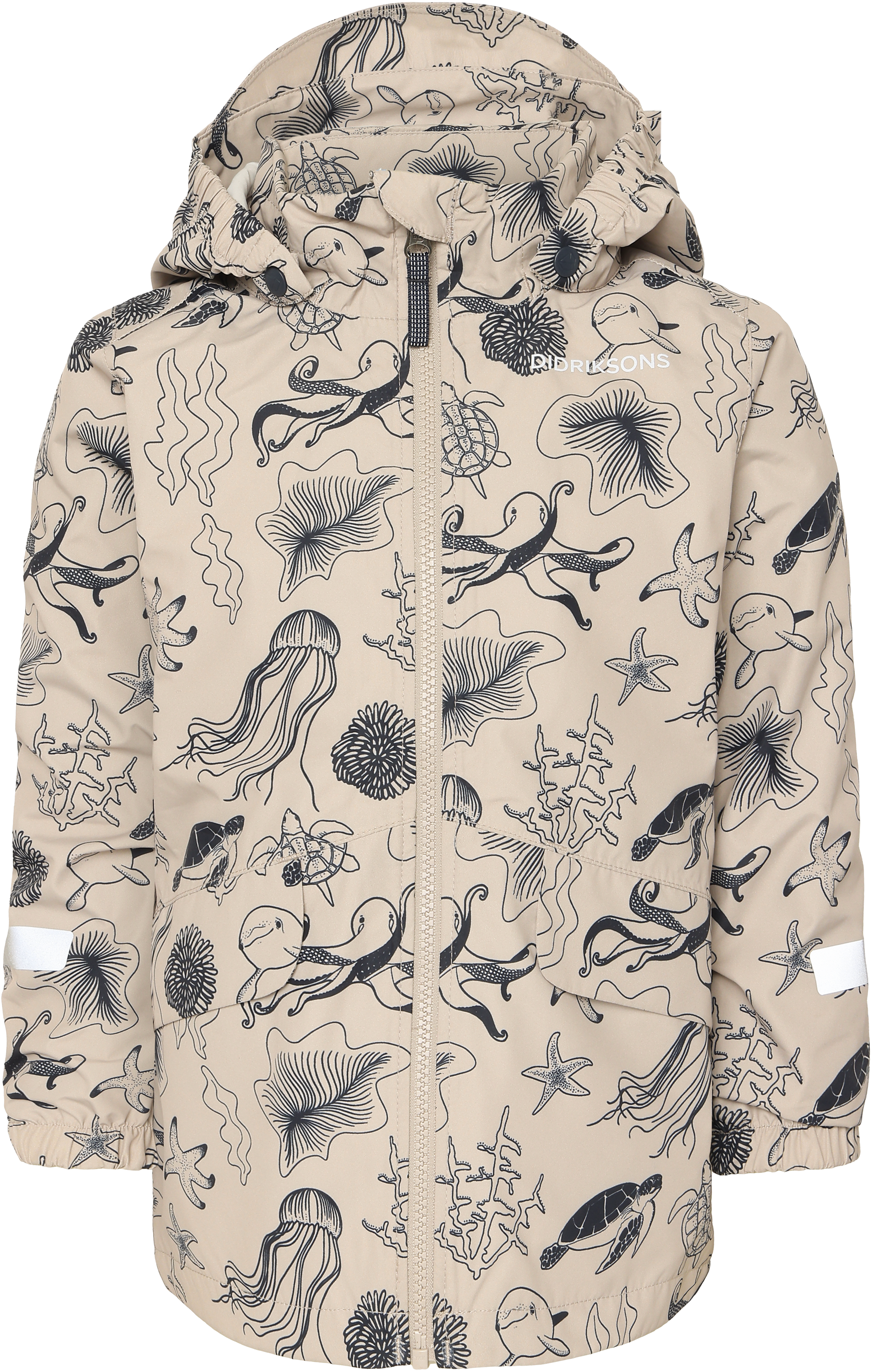 Norma Printed Kids' Jacket - Ocean Beach Beige - Barn - Regnjacka - Beige - Storlek: 100 - Didriksons
