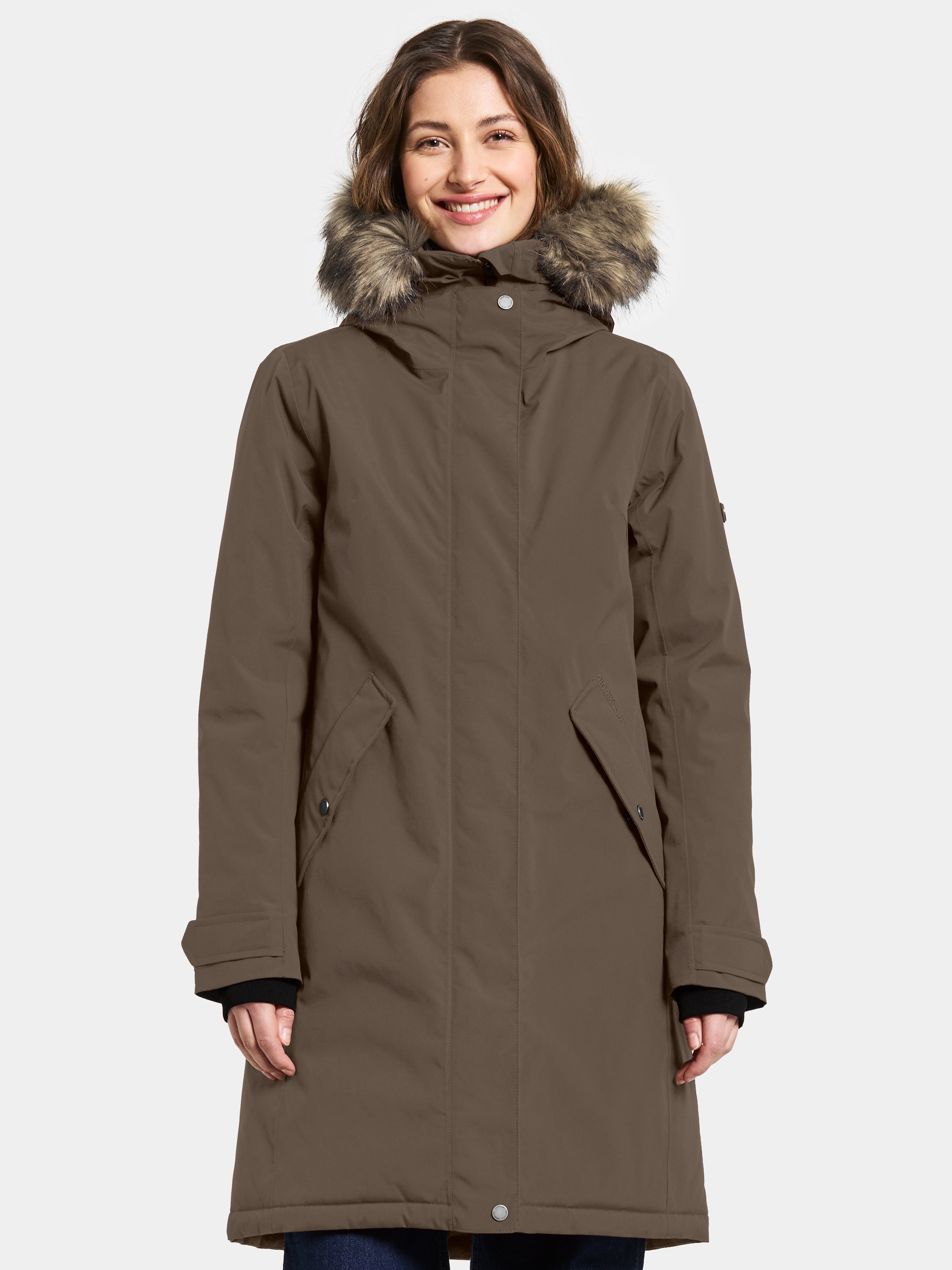 Erna Parka - Mocha Brown - Naiset - Talvitakki - Ruskea - Koko: 34 - Didriksons