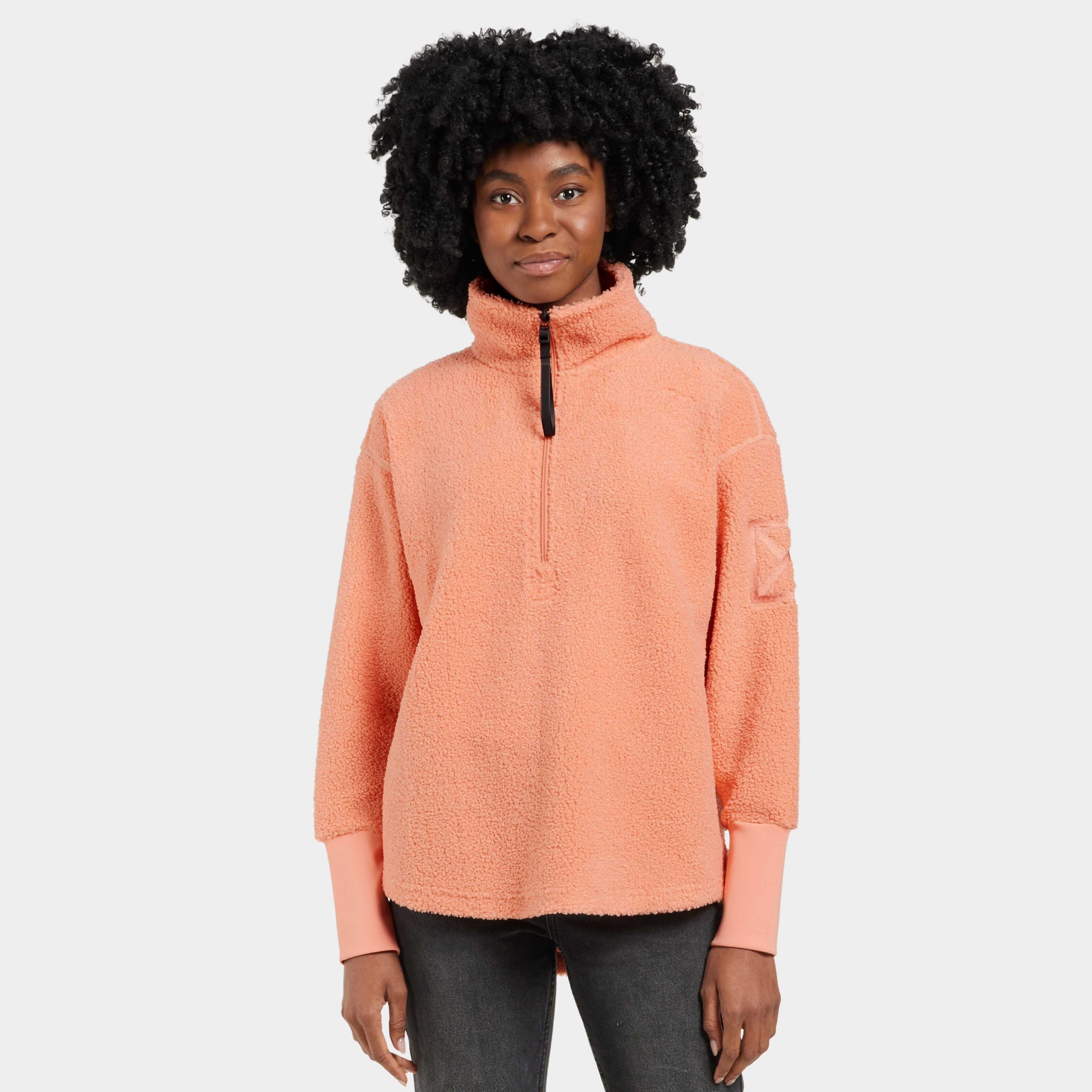 Monia Half zip - Clay Pink - Dame - Pile fleece - Rosa - Størrelse: 44 - Didriksons