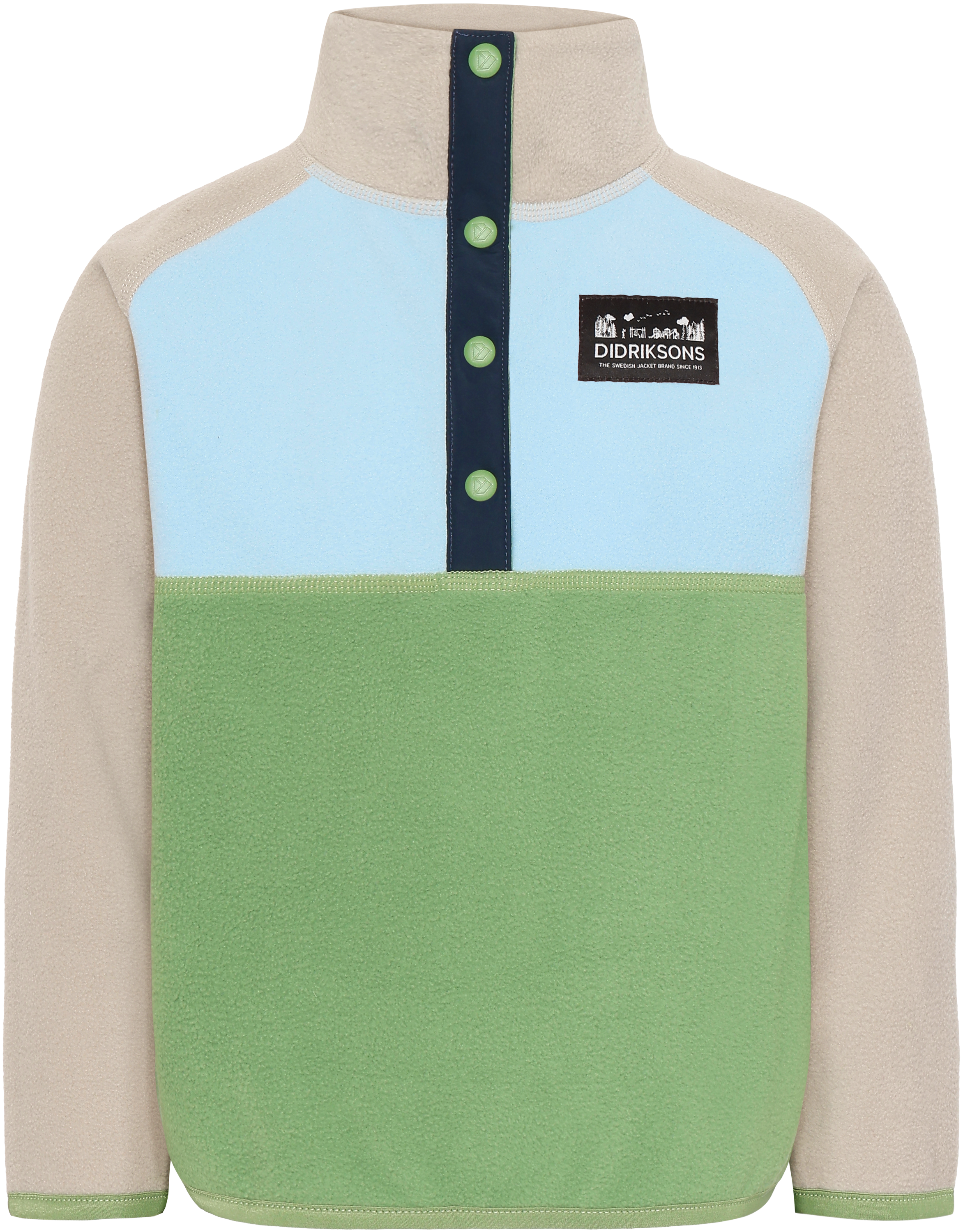 Monte Kids' Half Button - Algae Green - Barn - Fleece - Grön - Storlek: 80 - Didriksons