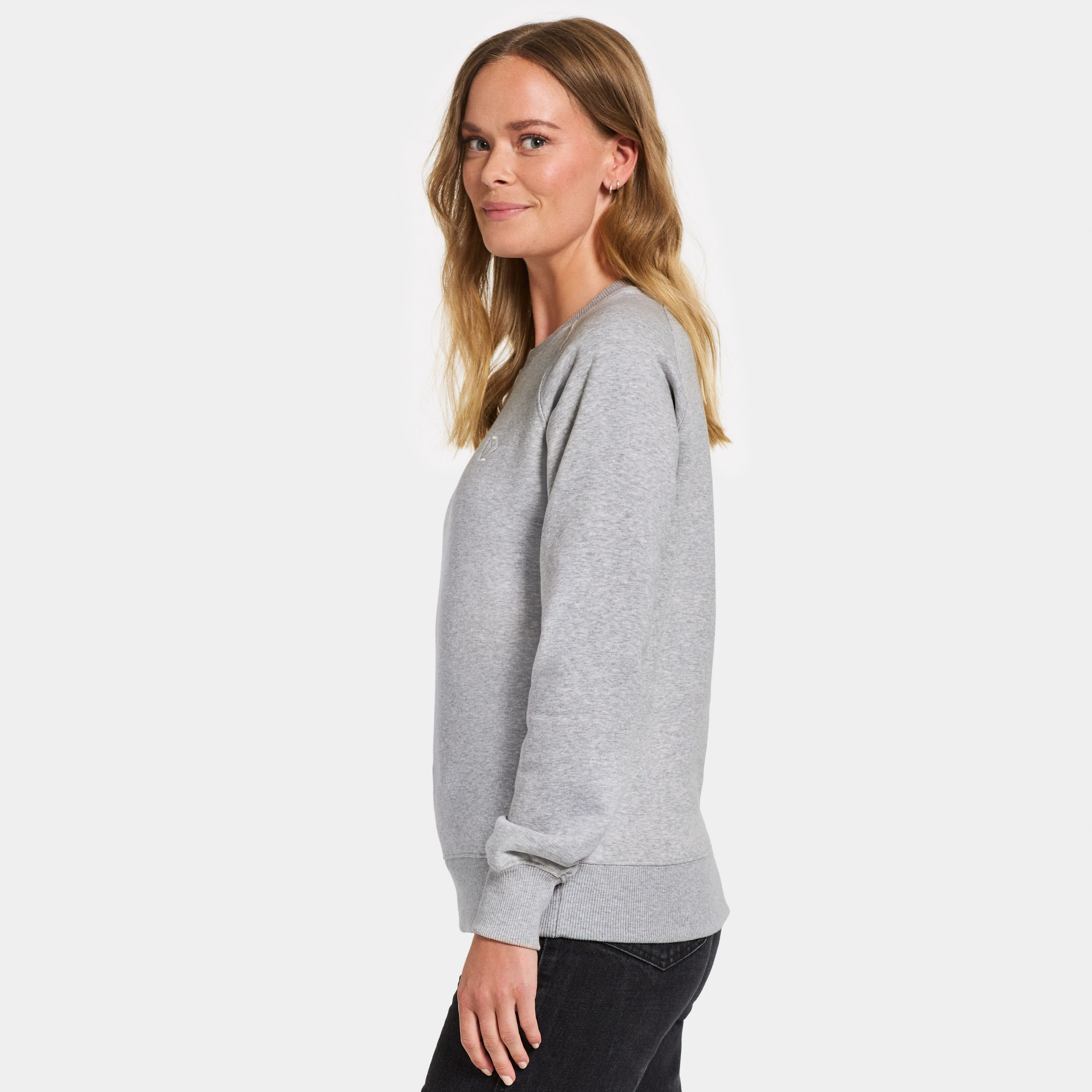 Fyn Sweater - Aluminum melange - Women's Sweatshirt - Gray - Size: 34 - Didriksons