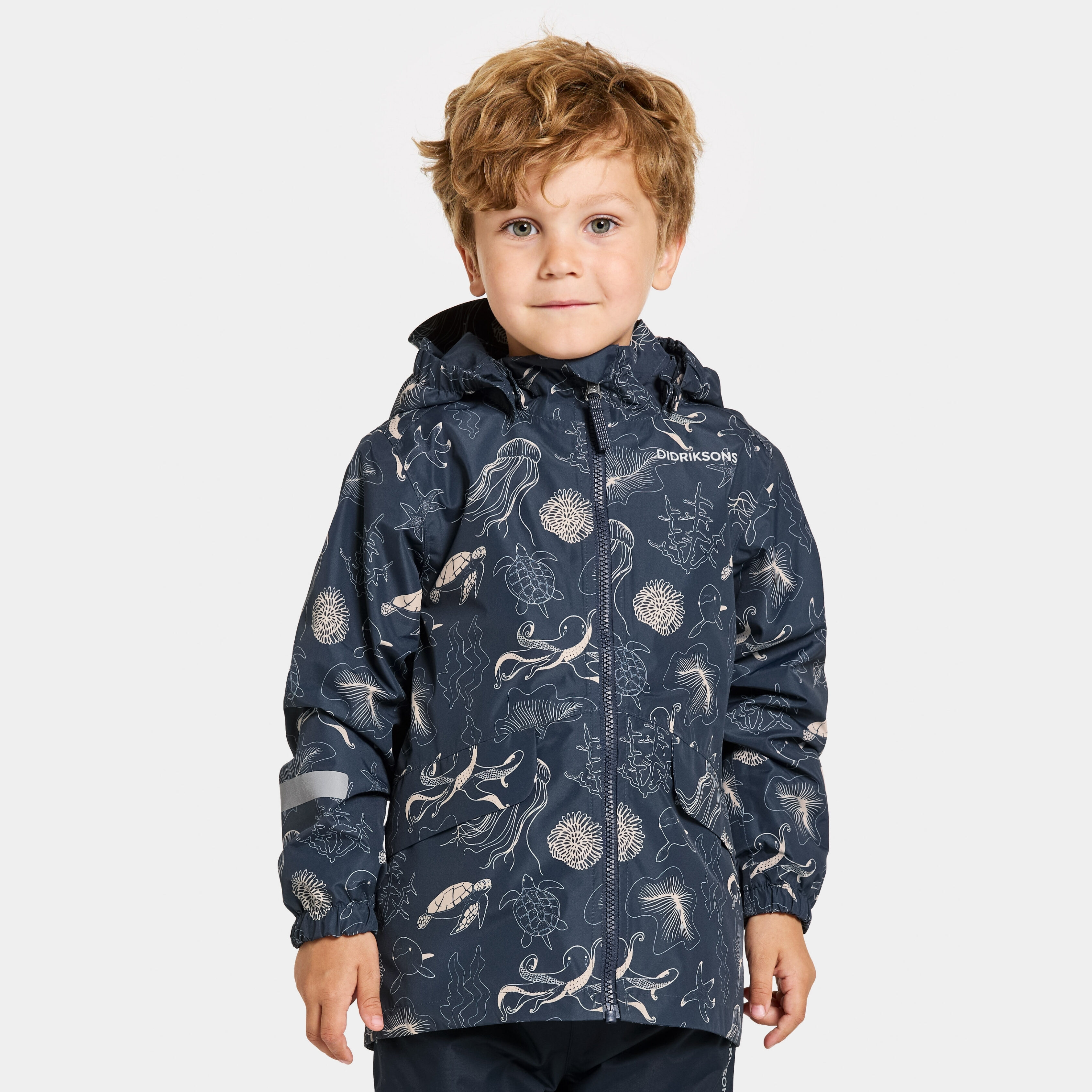 Norma Printed Kids' Jacket - Ocean Navy - Kids' Waterproof Jacket - Blue - Size: 120 - Didriksons