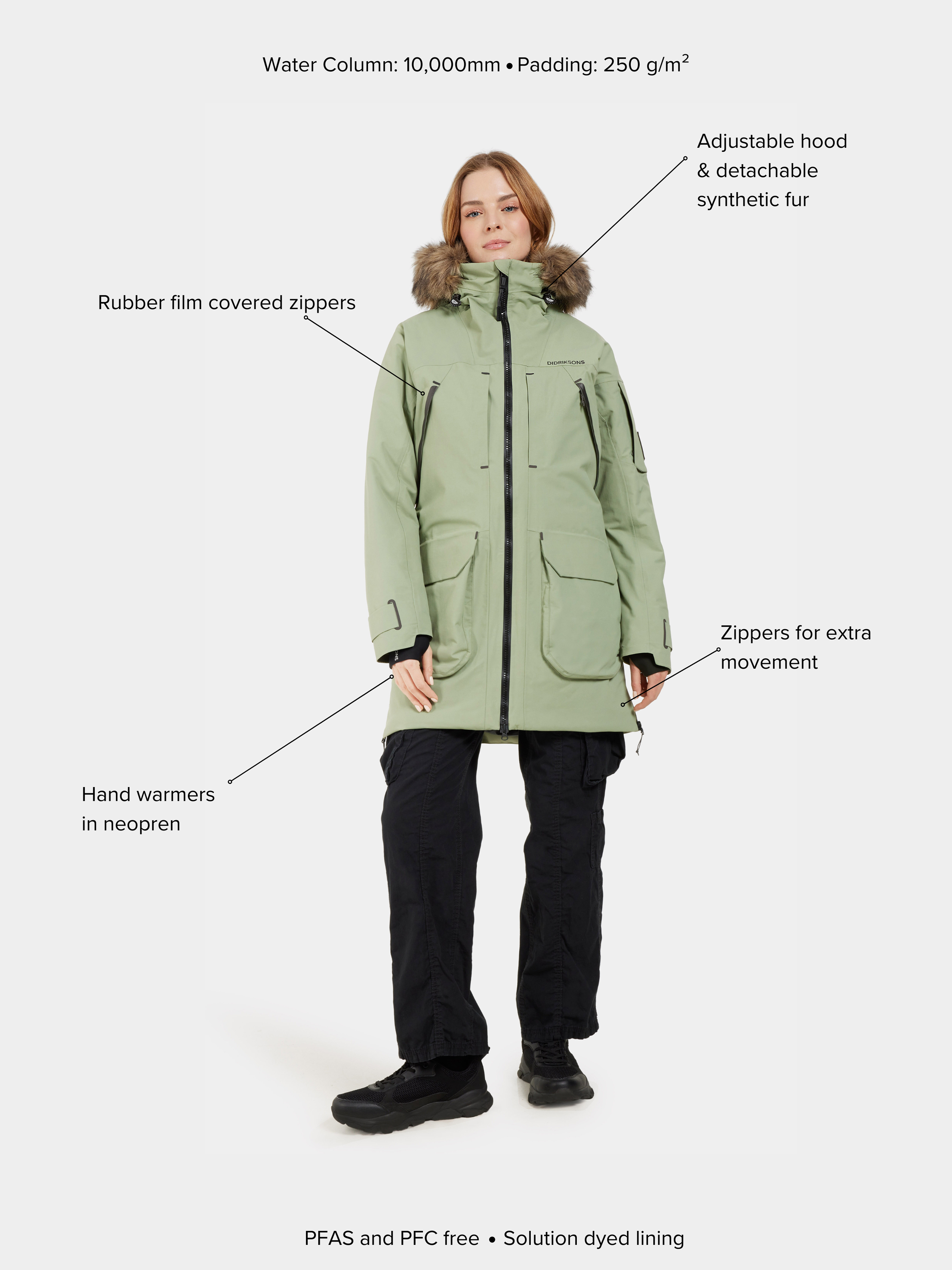 Pinewood® Padded Winter Parka Damen / D.Green