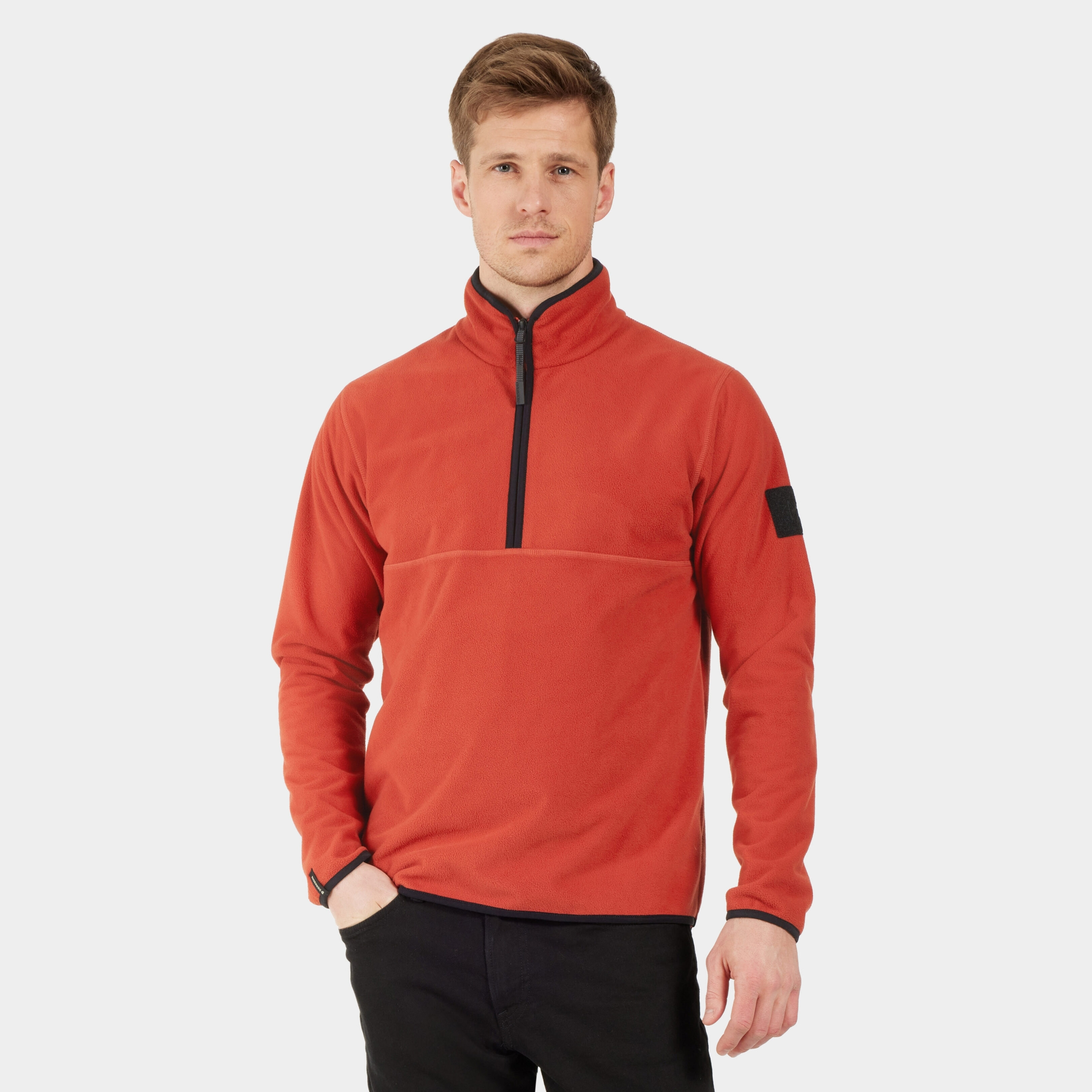 Hannes Halfzip - Ochre Red - Herr - Vindtät fleece - Röd - Storlek: XXXL - Didriksons