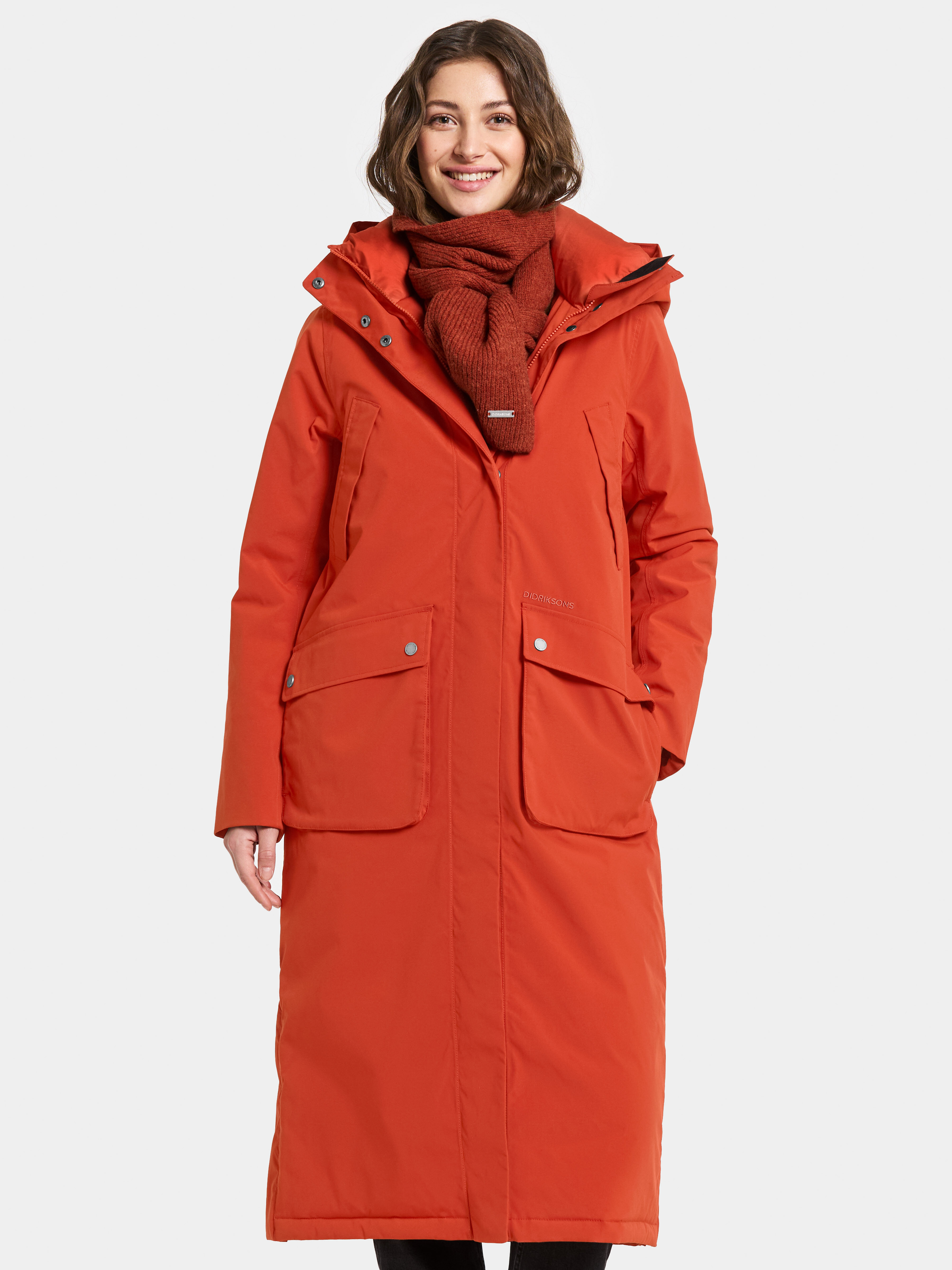 Melody Parka Long - Rust - Dame - Lang vinterjakke - Rød - Størrelse: 44 - Didriksons