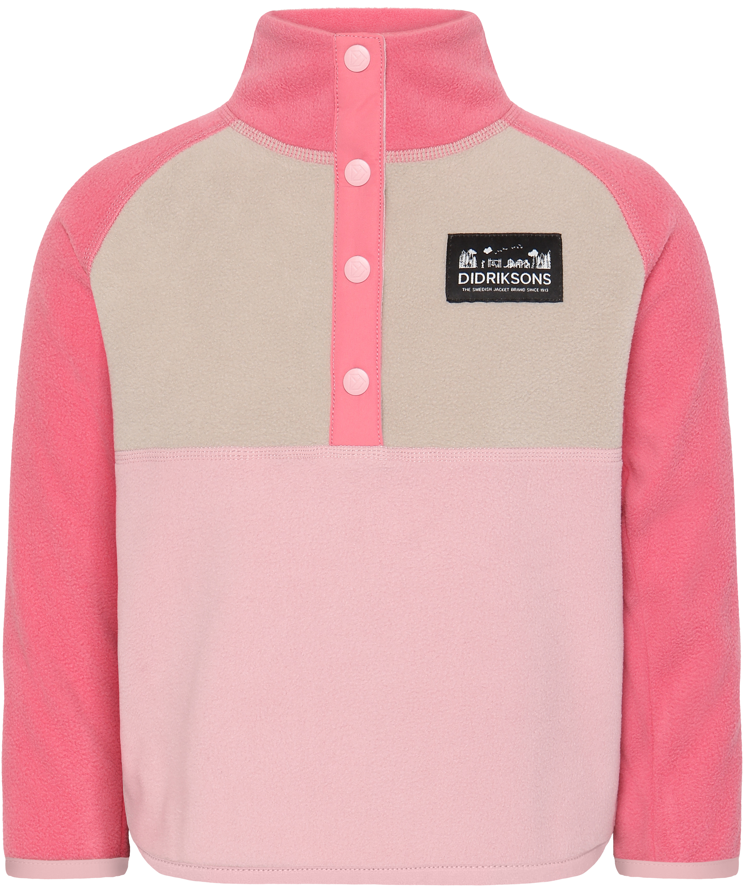 Monte Kids' Half Button - Soft Pink - Kids' Fleece - Pink - Size: 100 - Didriksons