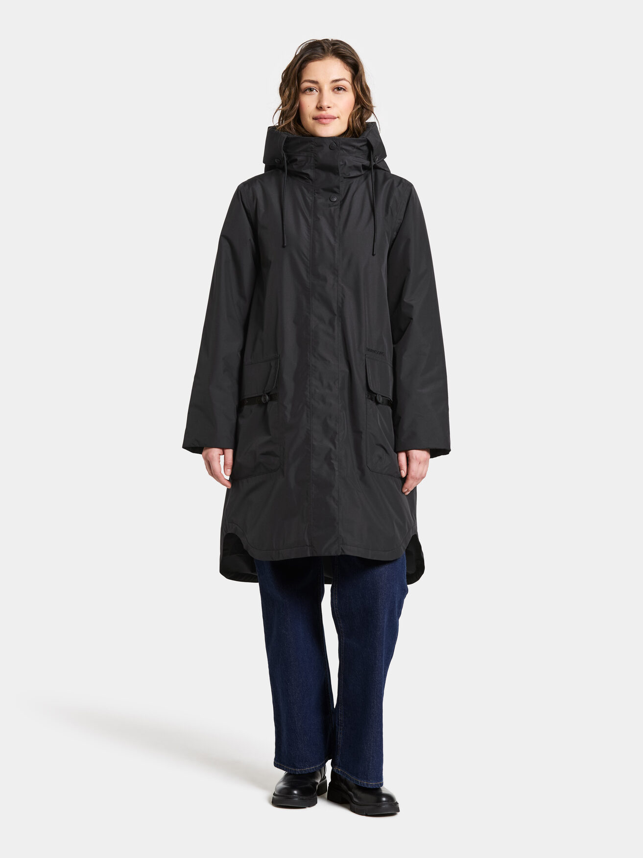 Parka droite à capuche noir femme | Bréal
