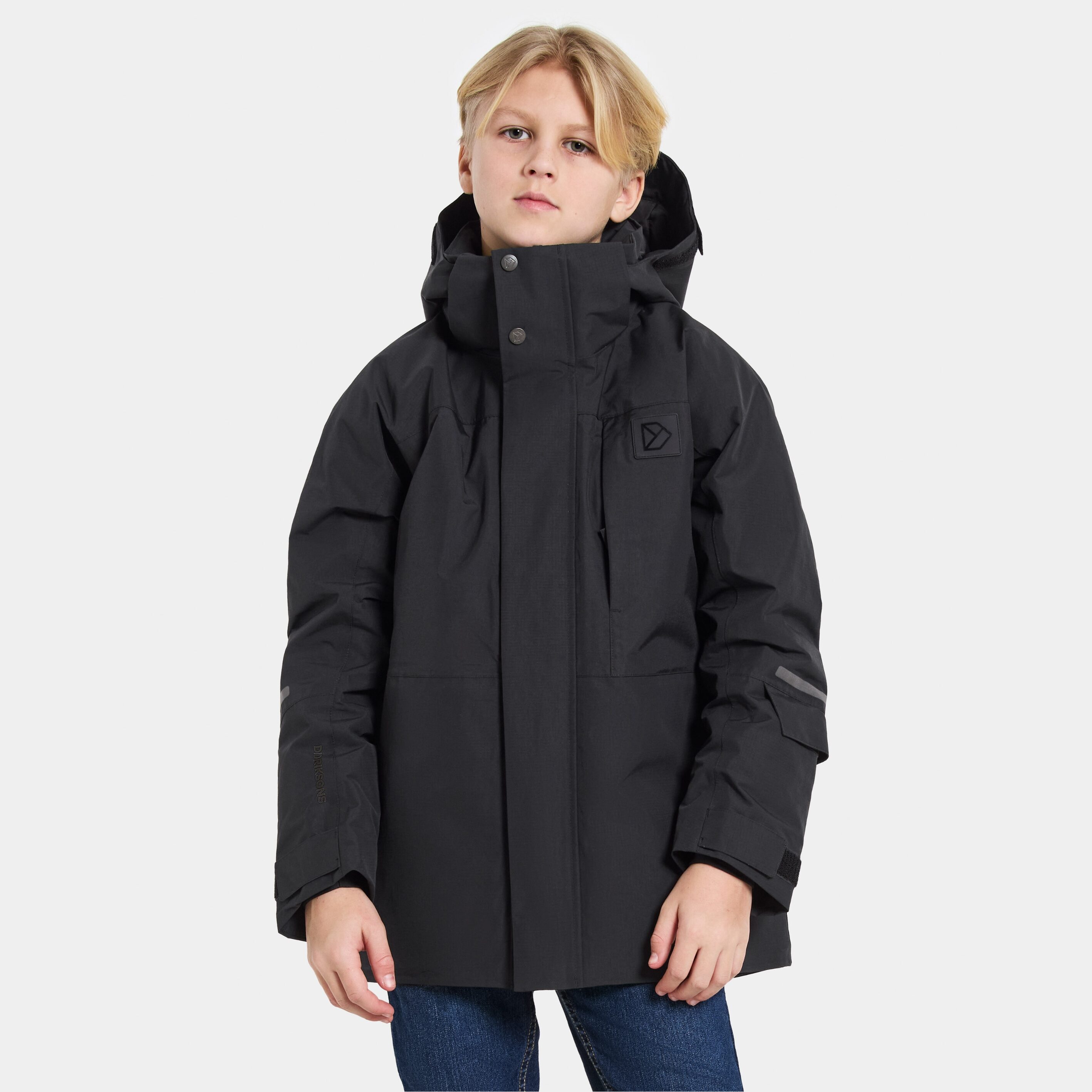 Gabbro Kids' Jacket - Black - Kids' Waterproof Jacket - Black - Size: 160 - Didriksons