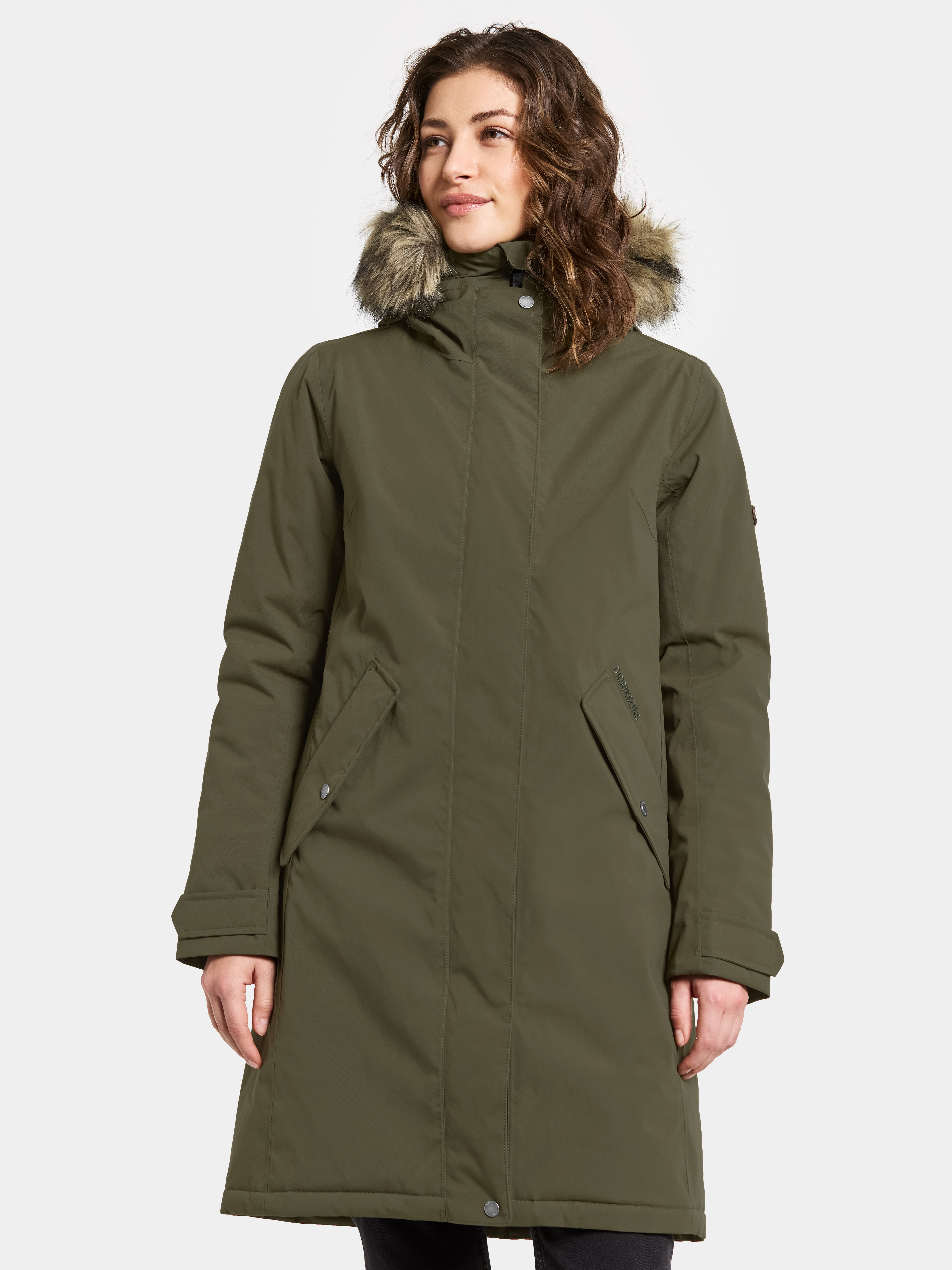 Erna Parka - Deep Green - Dame - Vinterjakke - Grønn - Størrelse: 34 - Didriksons
