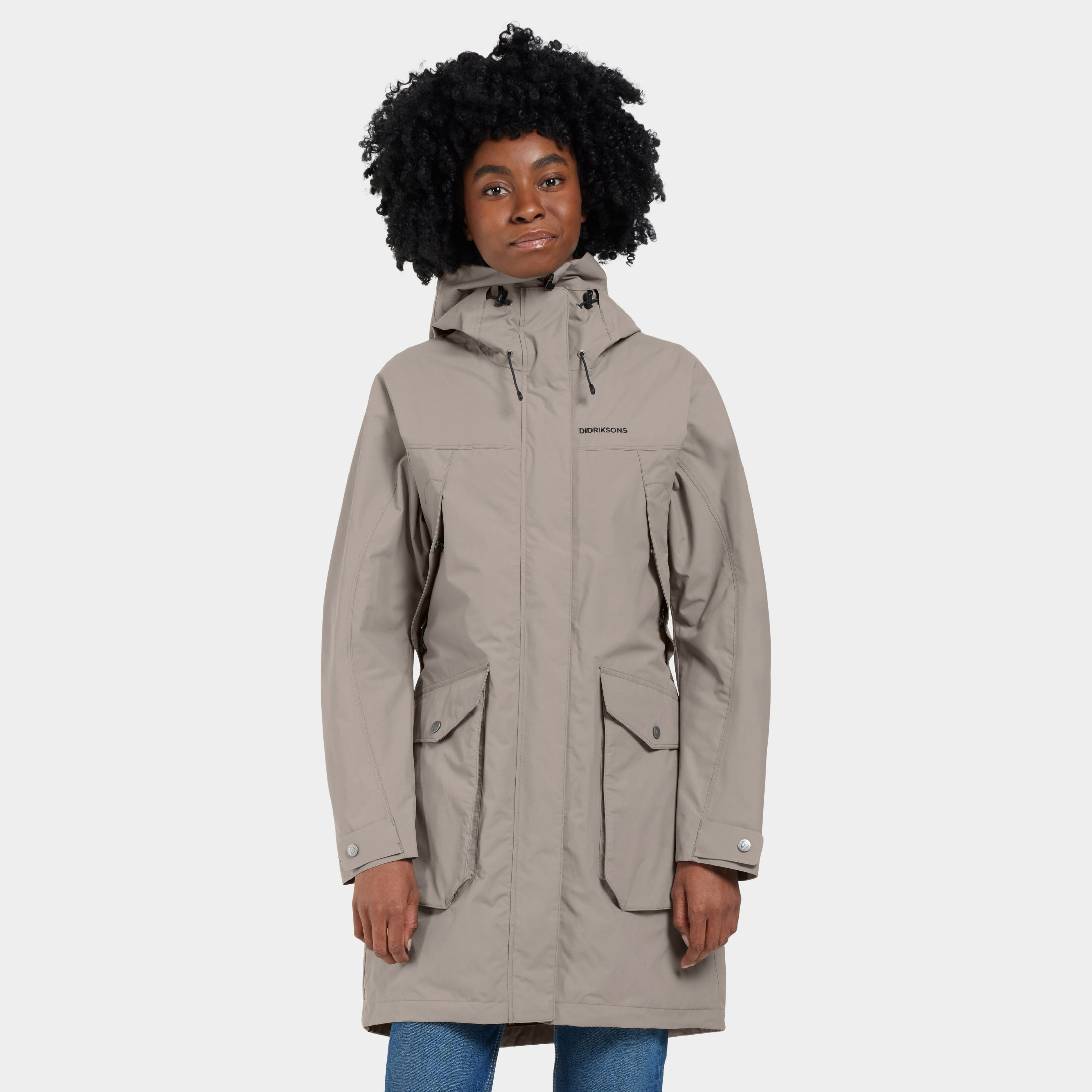 Thelma Parka - Ash Brown - Dam - Lång regnkappa - Brun - Storlek: 50 - Didriksons