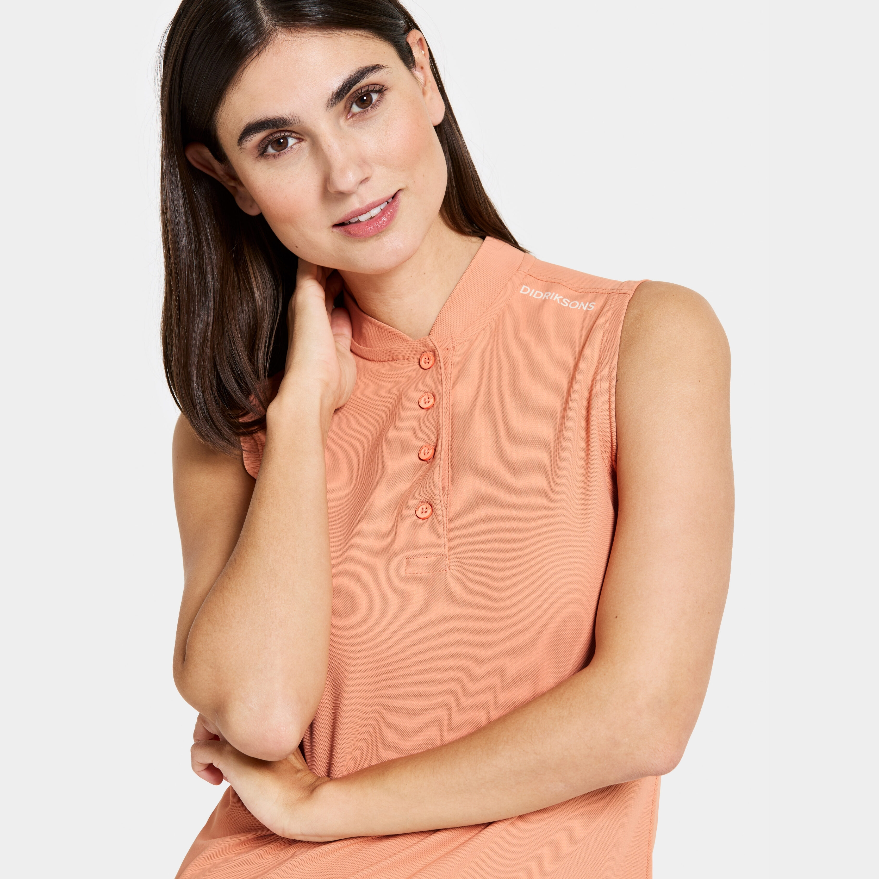 Nikki Sleeveless Polo - Clay Pink - Damen - Poloshirt - Rosa - Größe: 34 - Didriksons