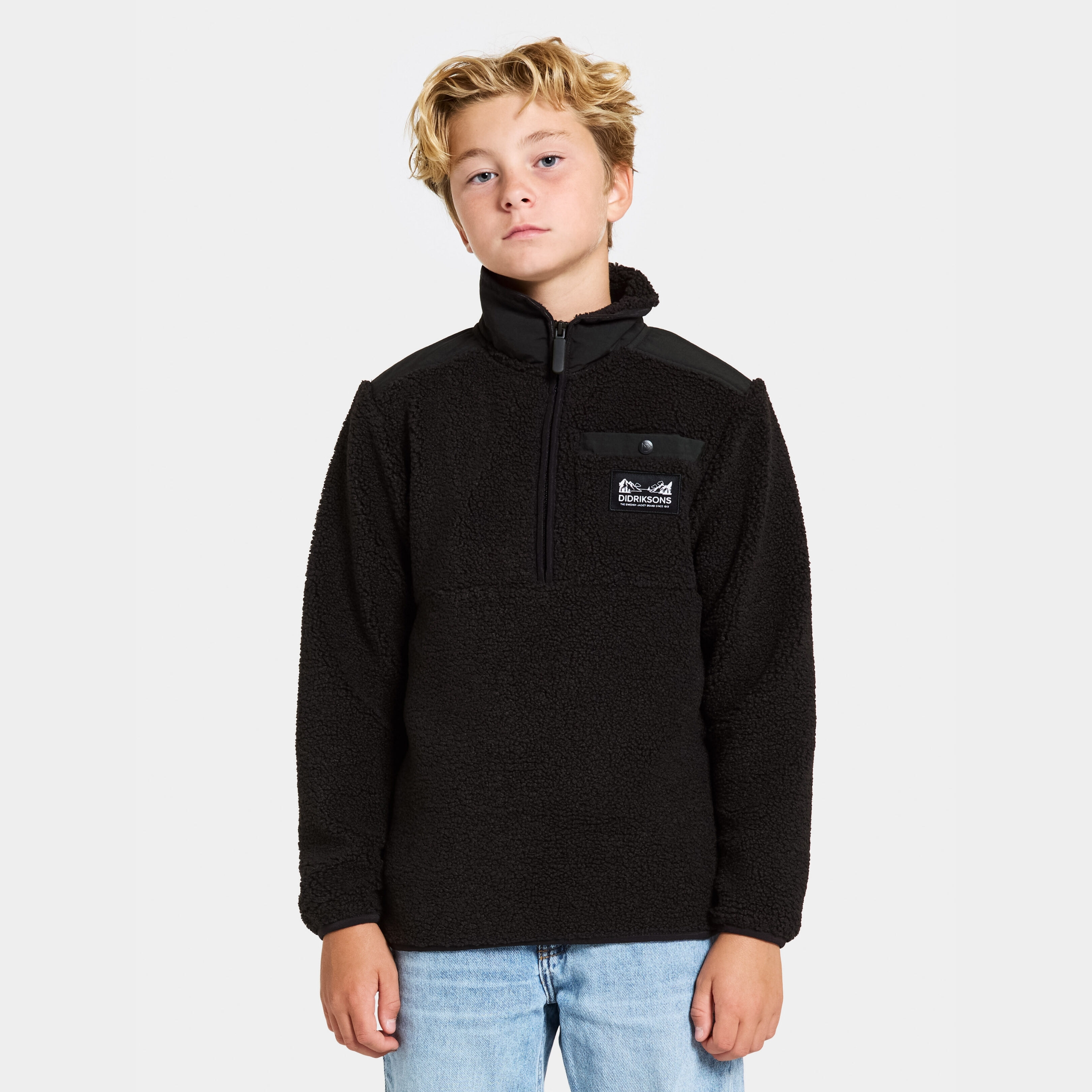 Exa Kids' Half Zip - Black - Kids' Pile Fleece - Black - Size: 150 - Didriksons